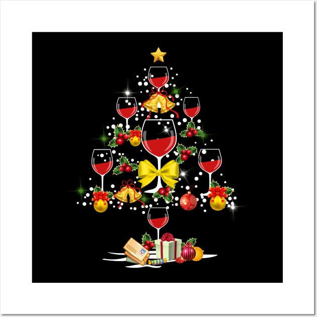 Wine Christmas Tree Wall Art by TeeSky